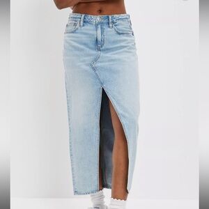 american eagle denim maxi skirt with front slit